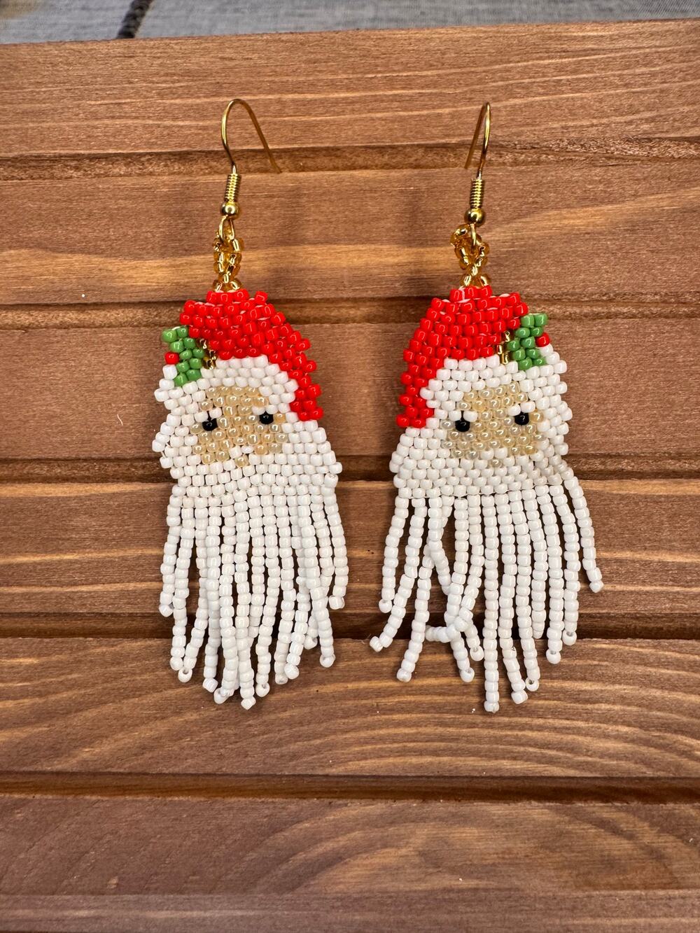 Beaded Christmas Santa Earrings Christmas Gift Festive Holiday Accessories